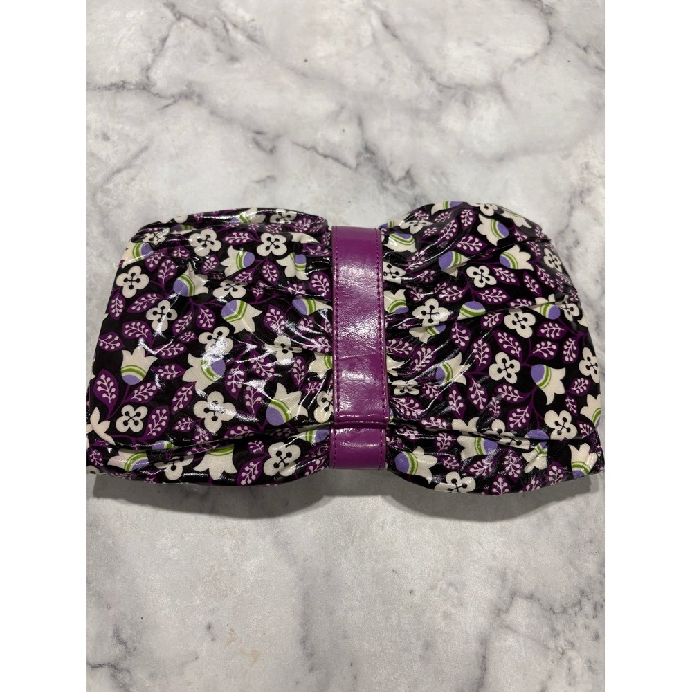 Vera Bradley Frill Concert Clutch/Crossbody/Wrist Bag PURPLE PLUM PETALS Pattern